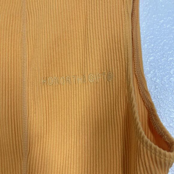Honor The Gift Bodysuit Womens Small Orange Sleeveless Ribbed Turtleneck Logo - Picture 10 of 16